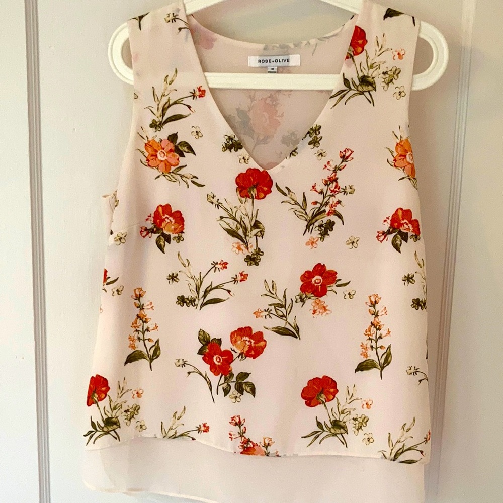Rose + Olive dressy sleeveless blouse